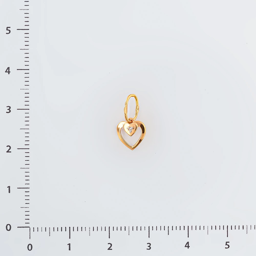 Подвес с бриллиантом из красного золота 585 пробы