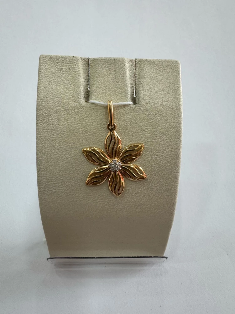 Подвес с фианитом из красного золота 585 пробы