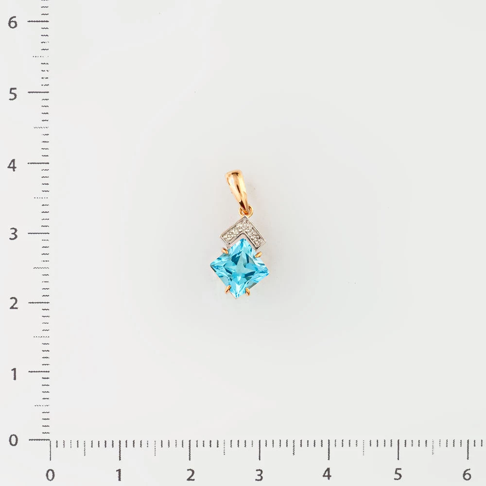 Подвес с топазом из красного золота 585 пробы