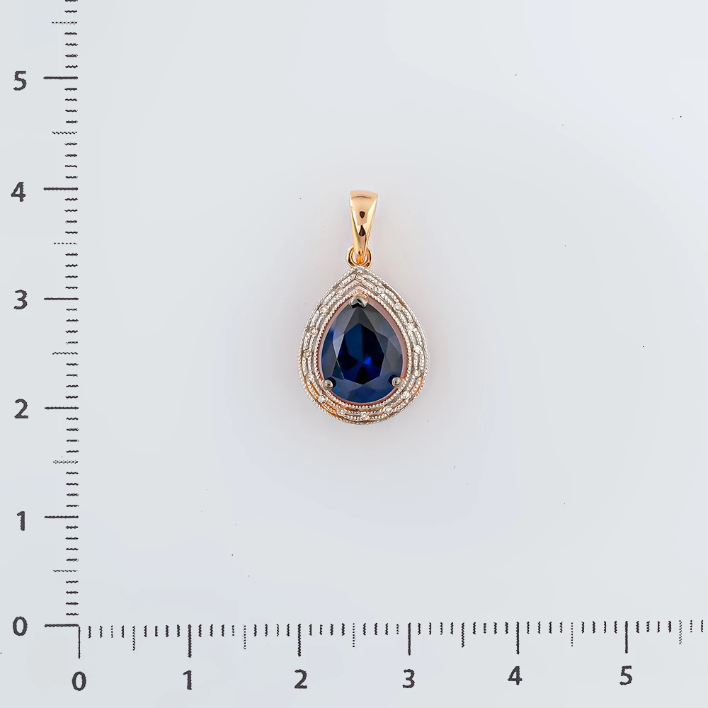 Подвес с сапфиром синтетическим из красного золота 585 пробы