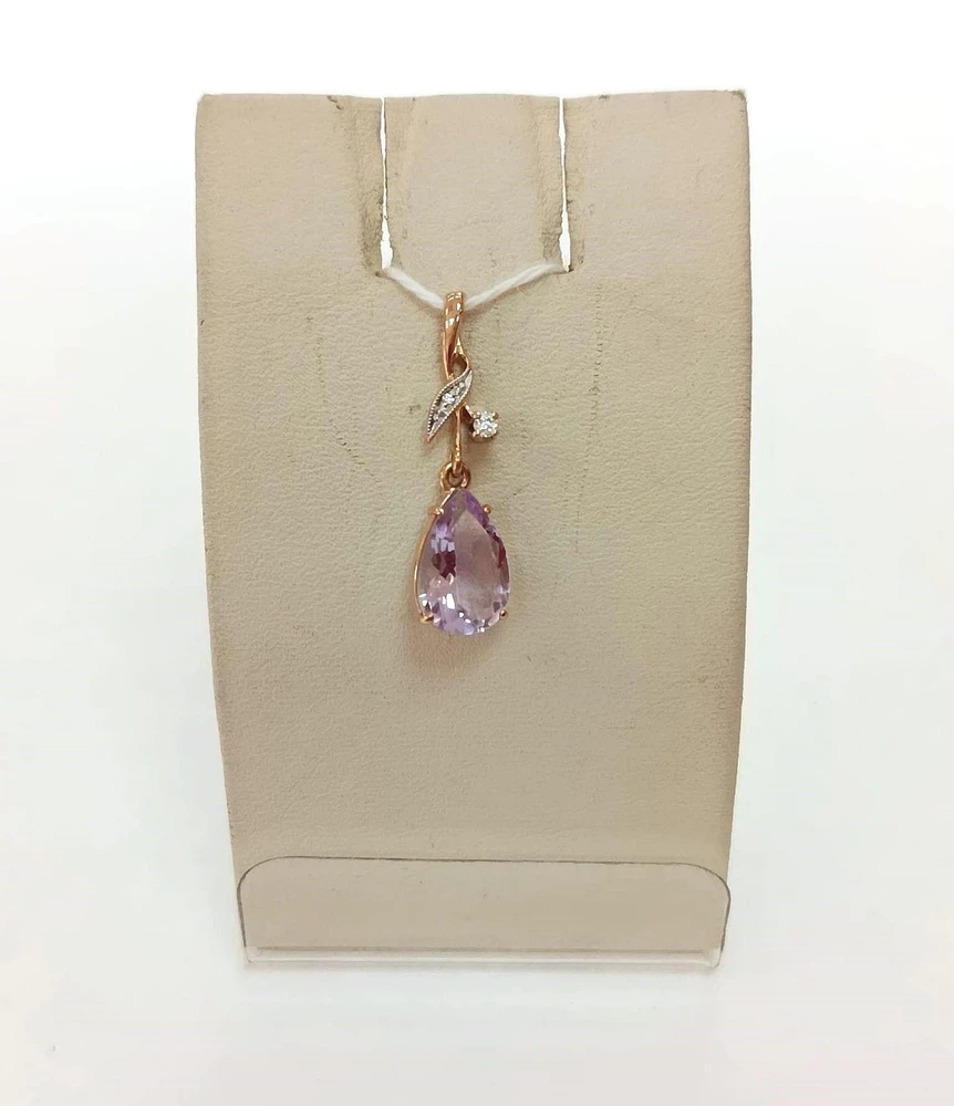 Подвес с аметистом из красного золота 585 пробы