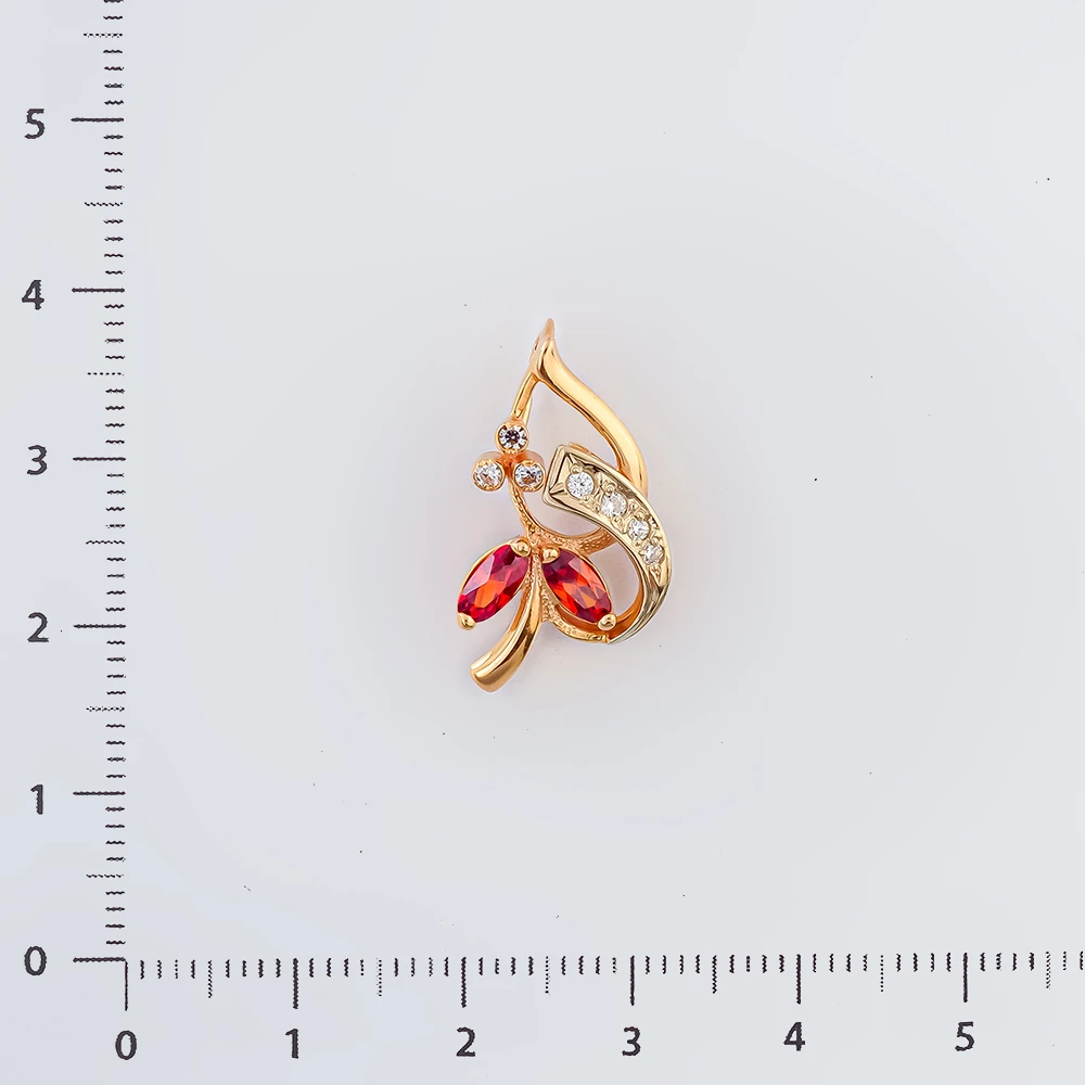 Подвес с гранатом из красного золота 585 пробы