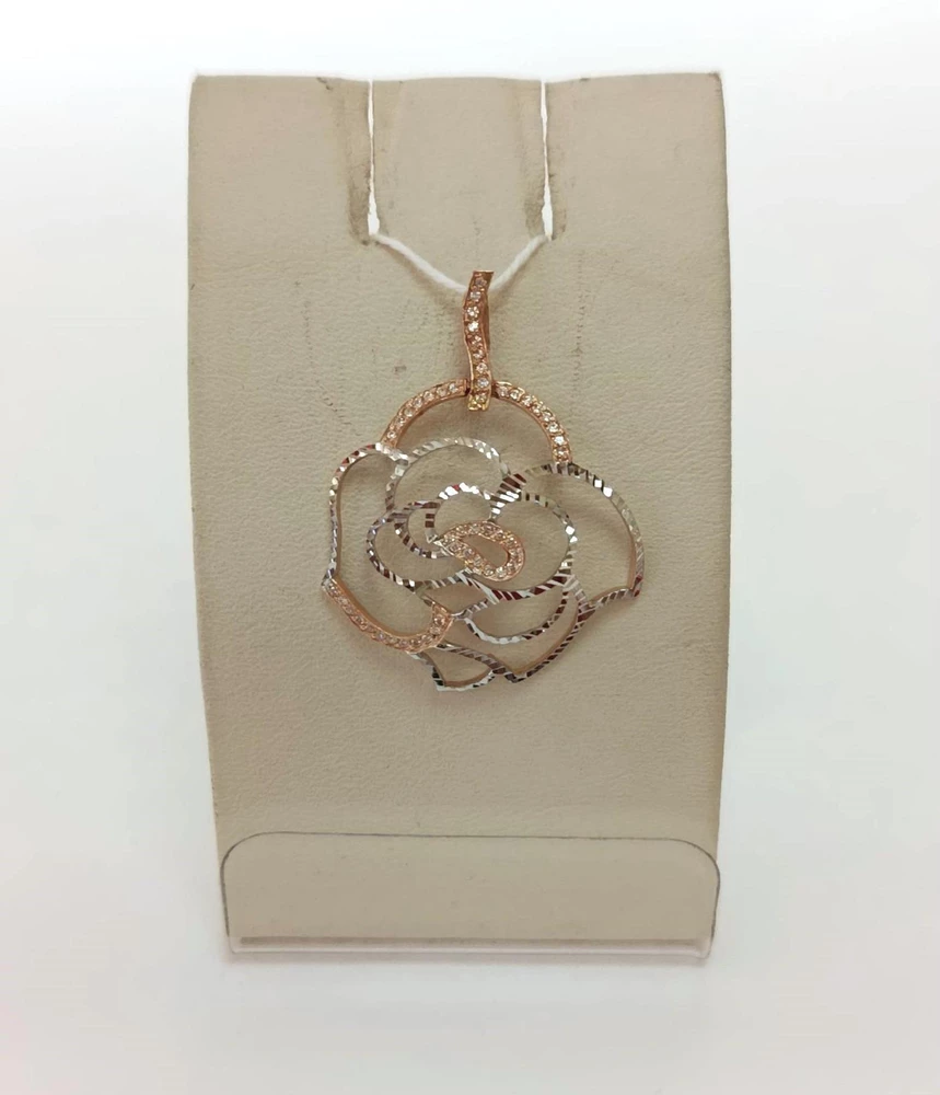 Подвес с фианитом из красного золота 585 пробы