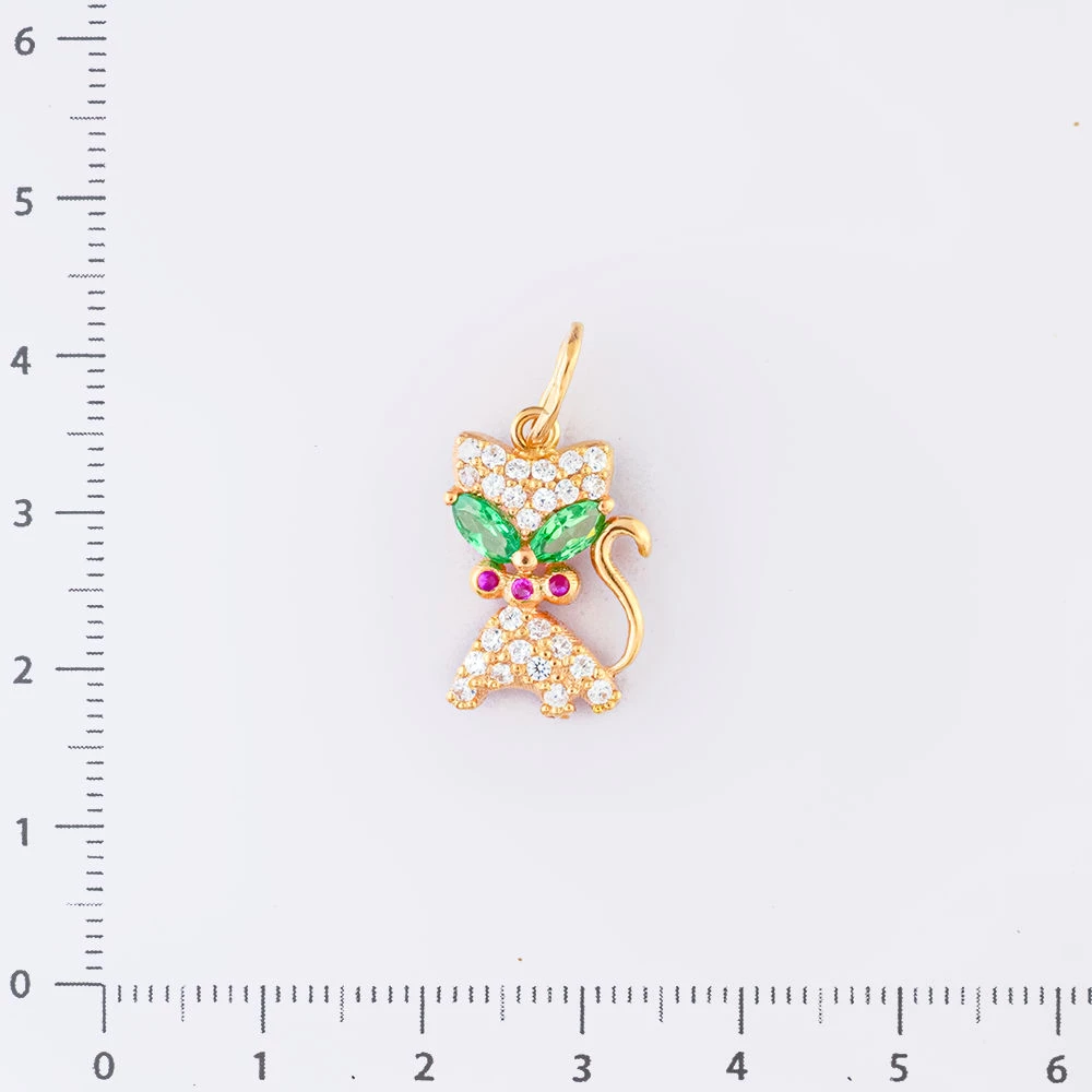 Подвес с фианитом из красного золота 585 пробы