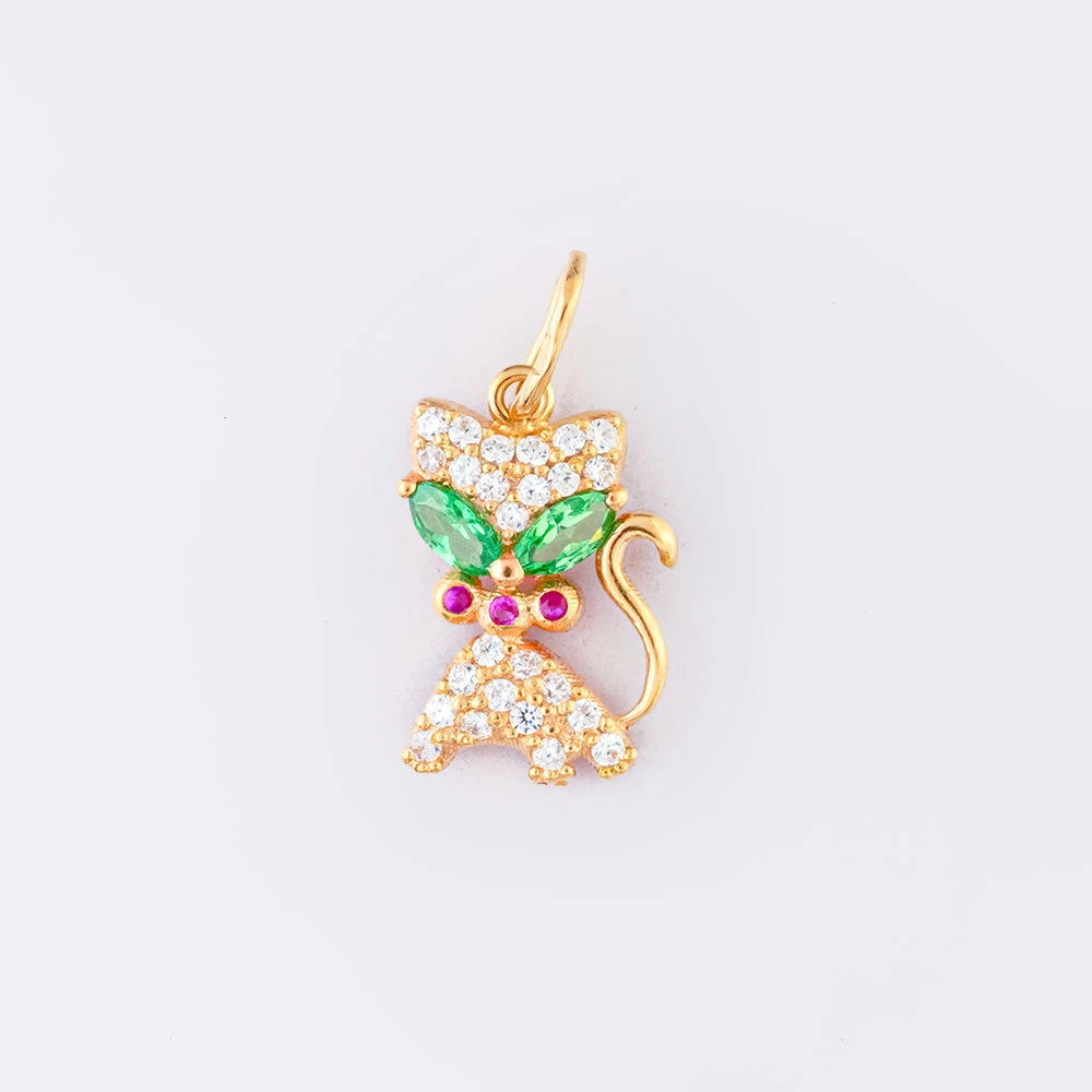 Подвес с фианитом из красного золота 585 пробы