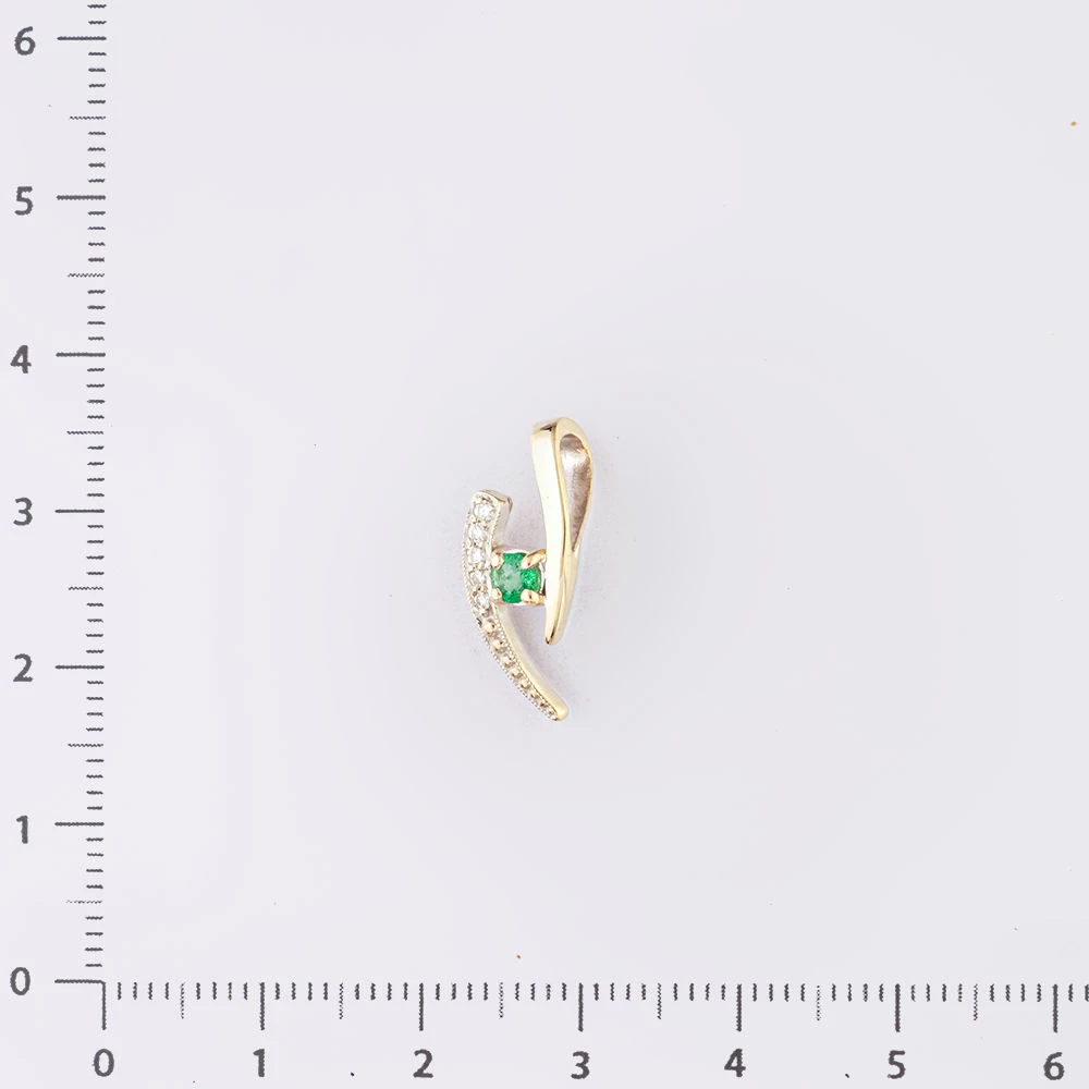 Подвес с изумрудом из белого золота 585 пробы