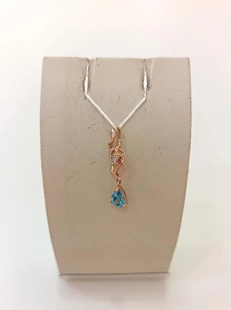 Подвес с топазом из красного золота 585 пробы