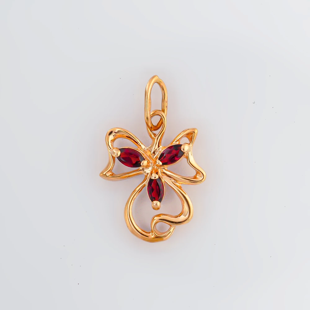 Подвес с гранатом из красного золота 585 пробы