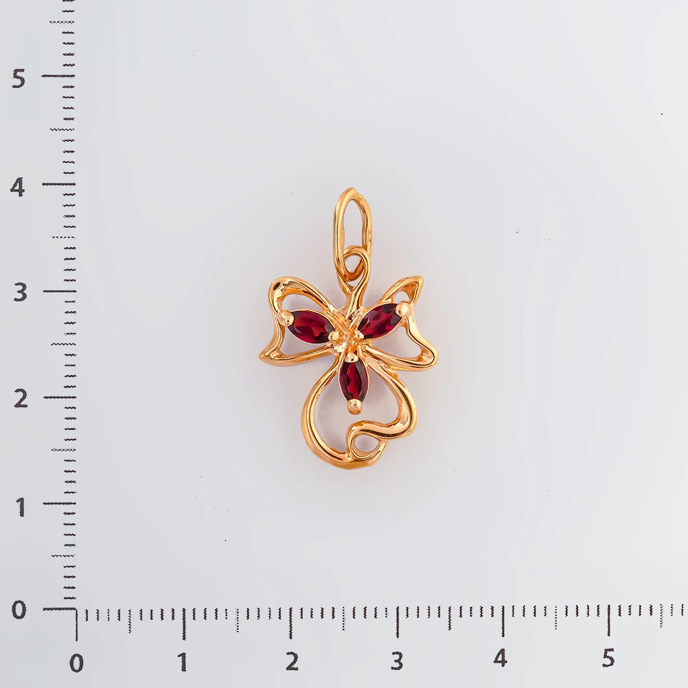 Подвес с гранатом из красного золота 585 пробы