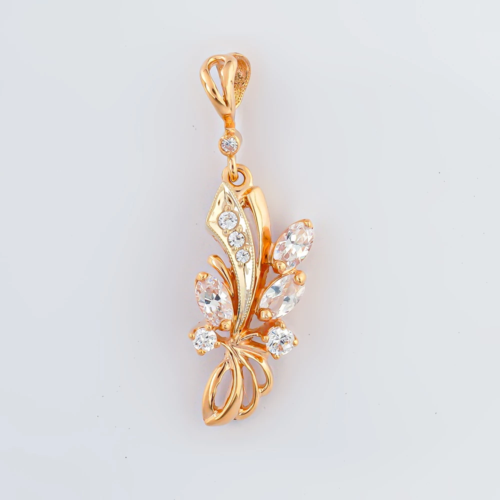 Подвес с фианитом из красного золота 585 пробы