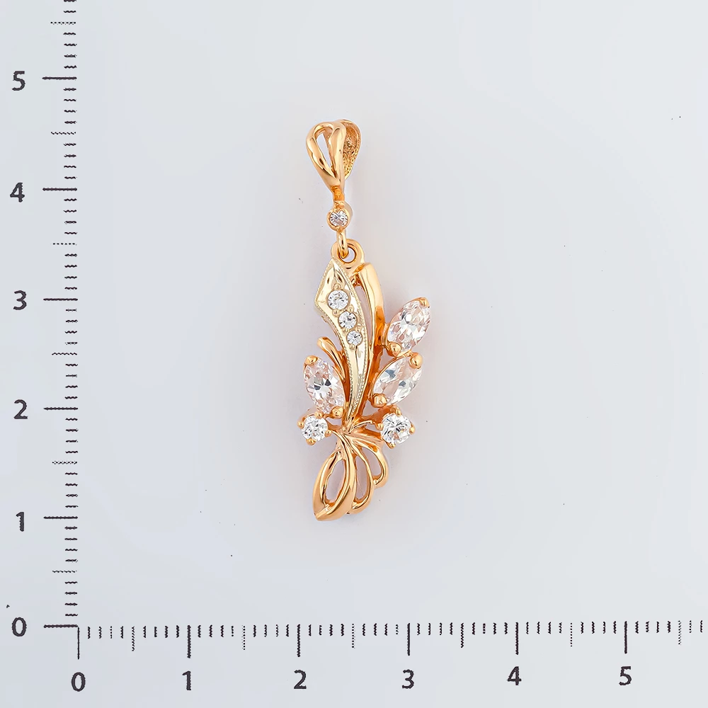 Подвес с фианитом из красного золота 585 пробы