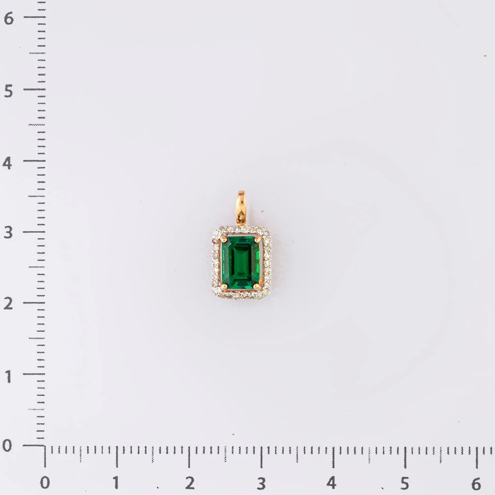 Подвес с изумрудом синтетическим из красного золота 585 пробы