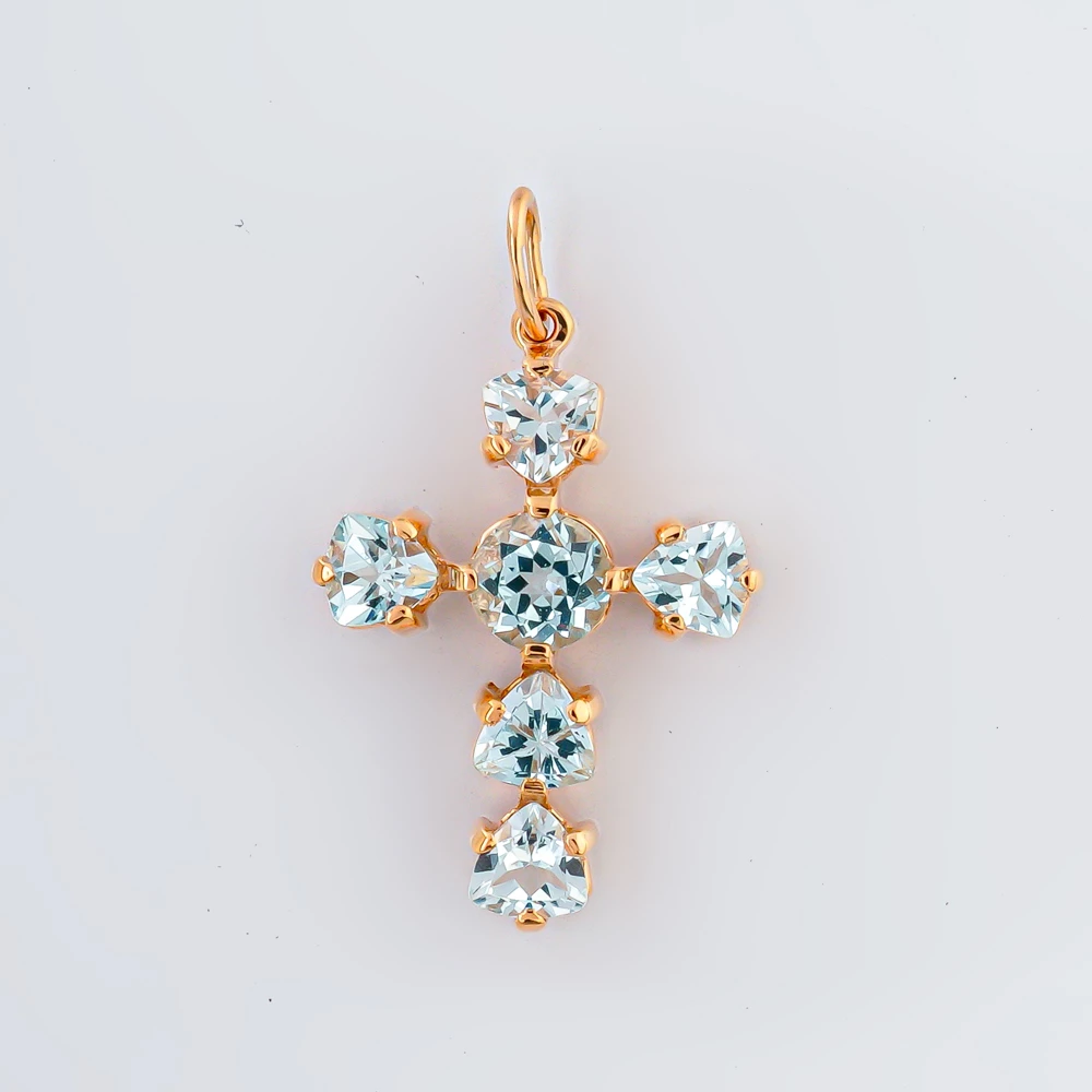 Подвес с топазом из красного золота 585 пробы