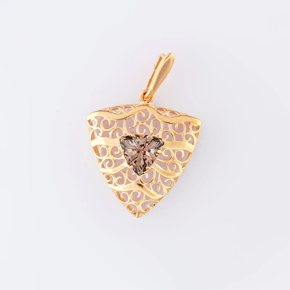 Подвес с раух-топазом из красного золота 585 пробы