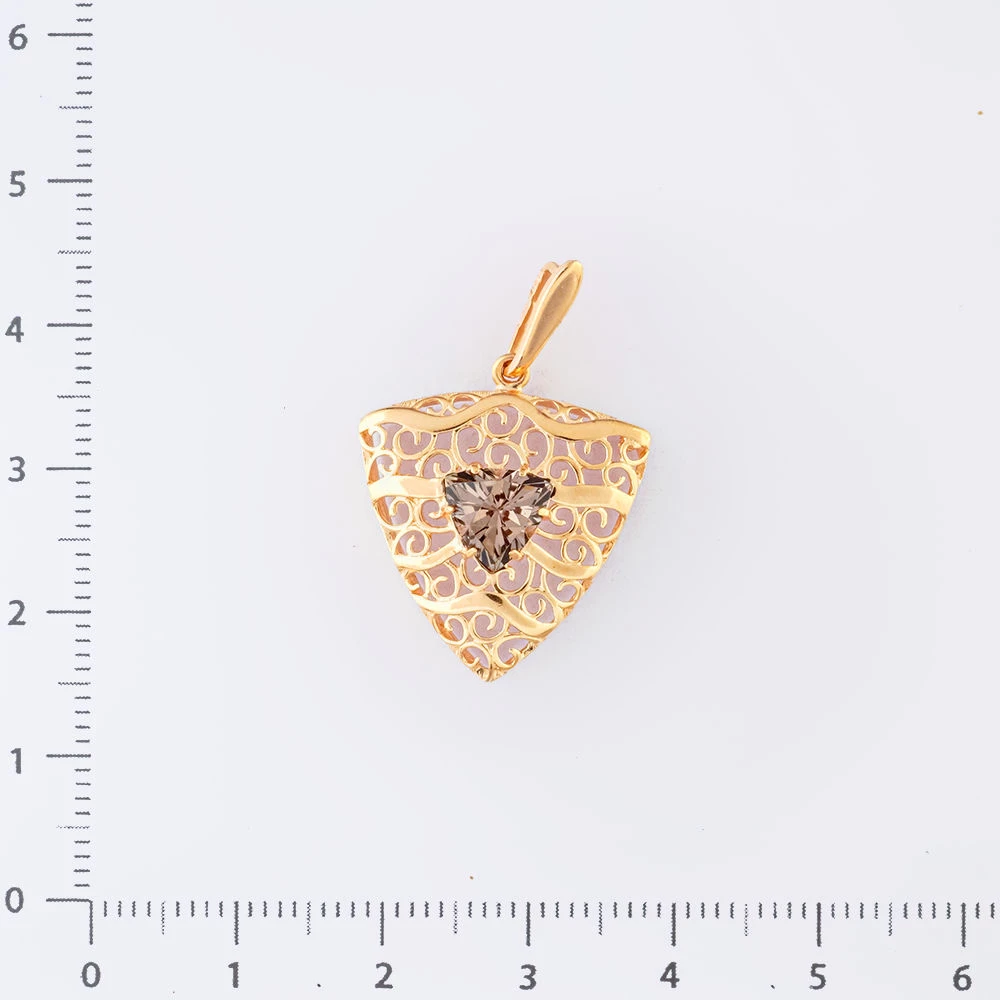 Подвес с раух-топазом из красного золота 585 пробы