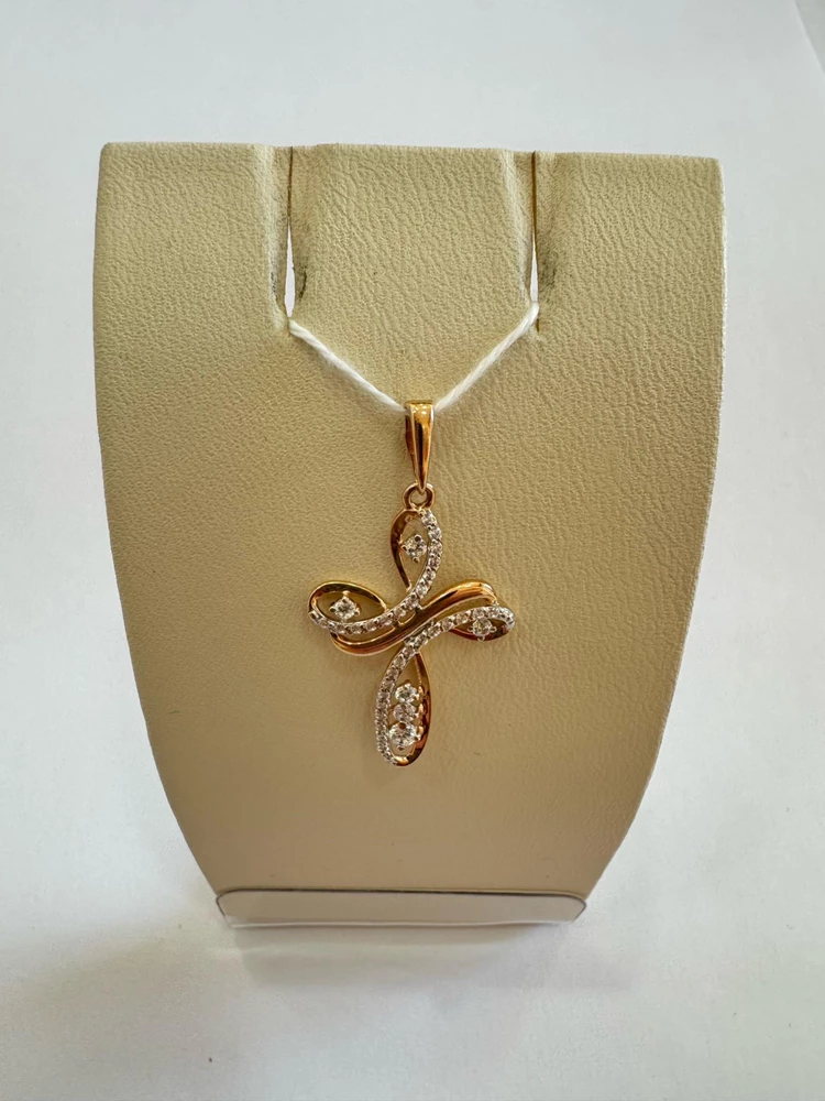 Подвес с фианитом из красного золота 585 пробы