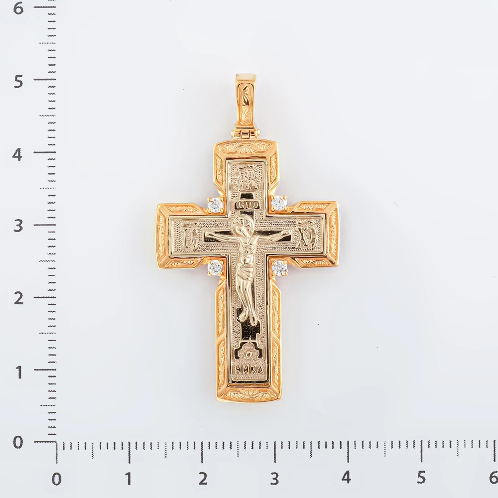 Подвес с фианитом из красного золота 585 пробы