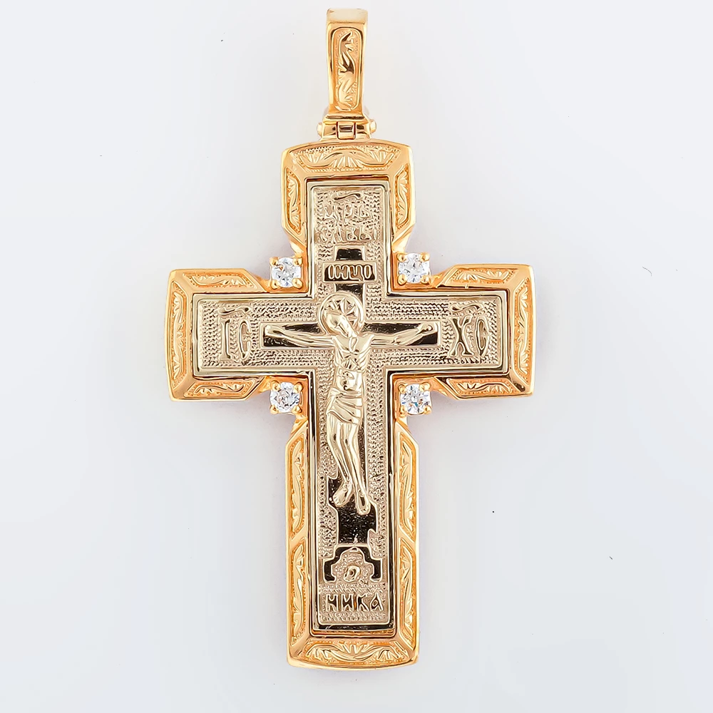 Подвес с фианитом из красного золота 585 пробы