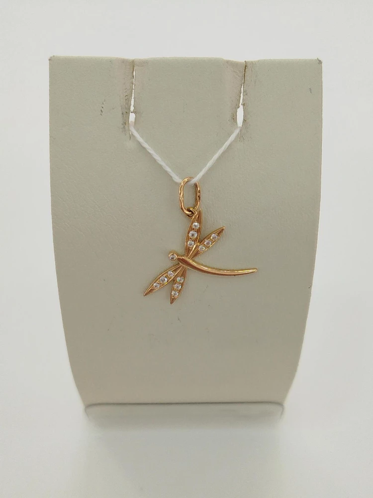 Подвес с фианитом из красного золота 585 пробы