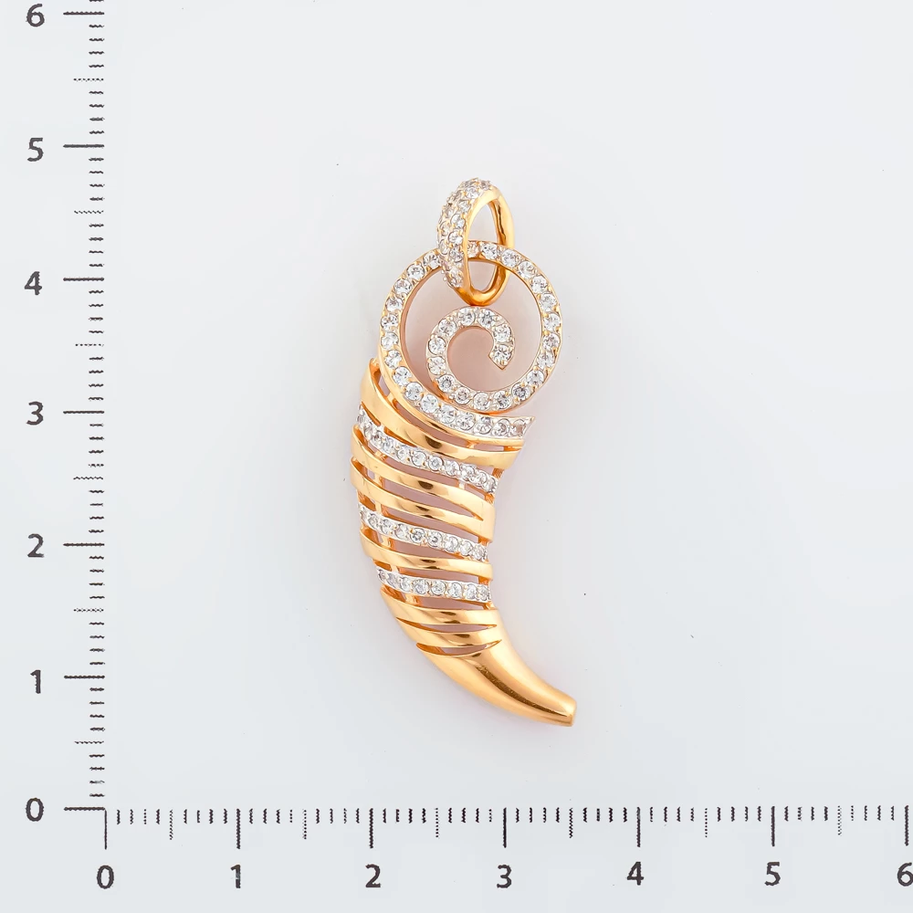 Подвес с фианитом из красного золота 585 пробы