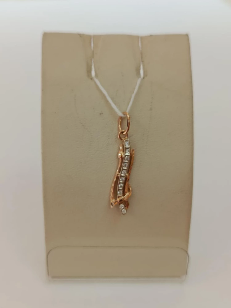 Подвес с фианитом из красного золота 585 пробы