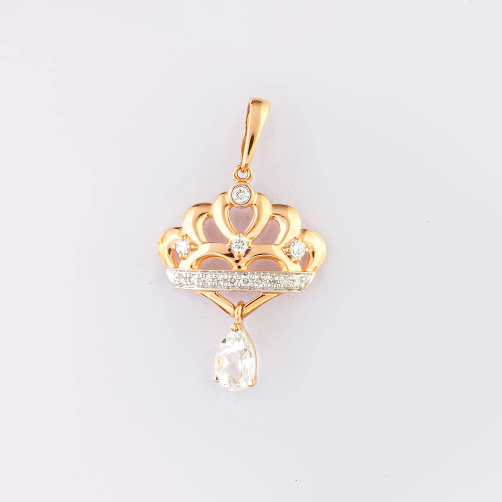 Подвес с топазом из красного золота 585 пробы