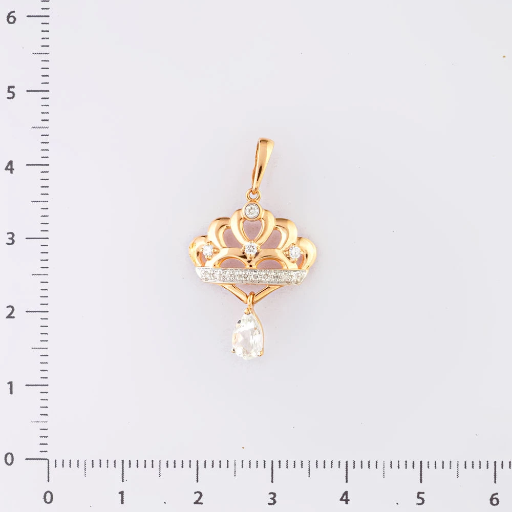 Подвес с топазом из красного золота 585 пробы