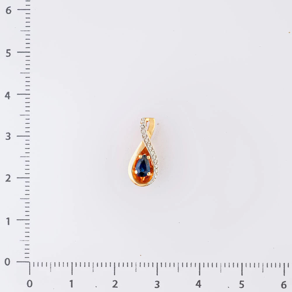 Подвес с сапфиром из красного золота 585 пробы