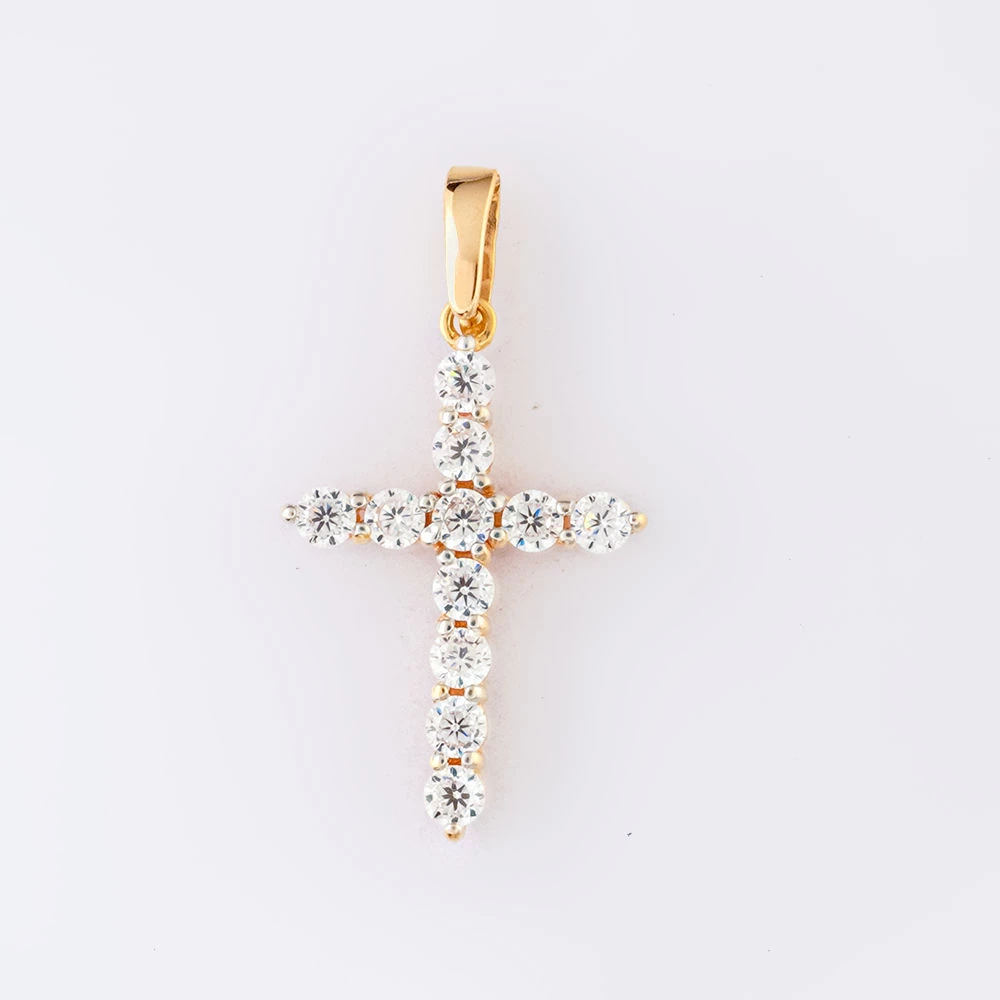 Подвес с фианитом из красного золота 585 пробы