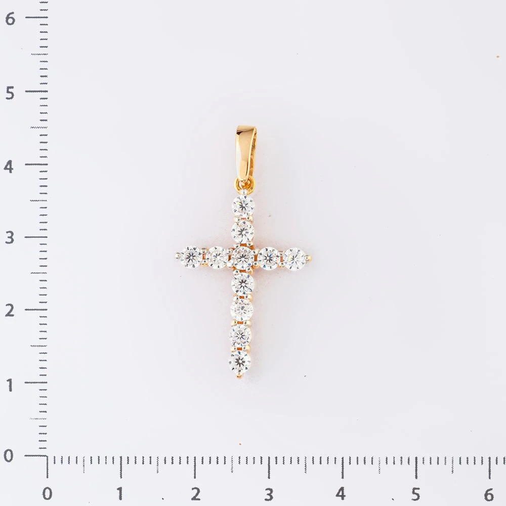 Подвес с фианитом из красного золота 585 пробы