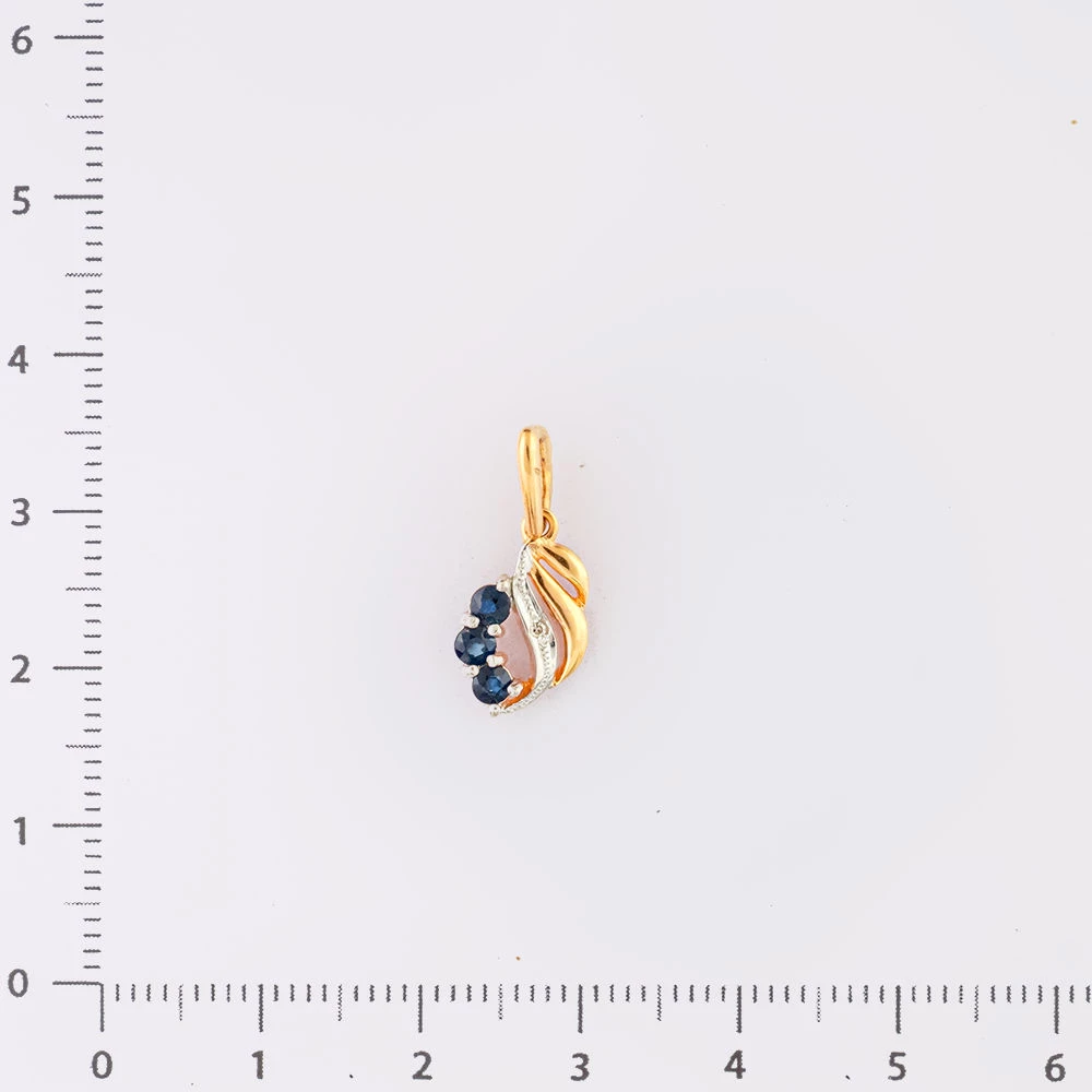 Подвес с сапфиром синтетическим из красного золота 585 пробы