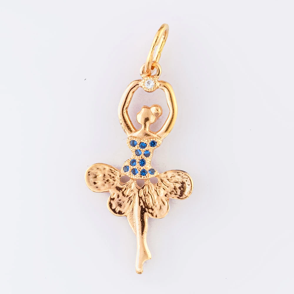 Подвес с фианитом из красного золота 585 пробы