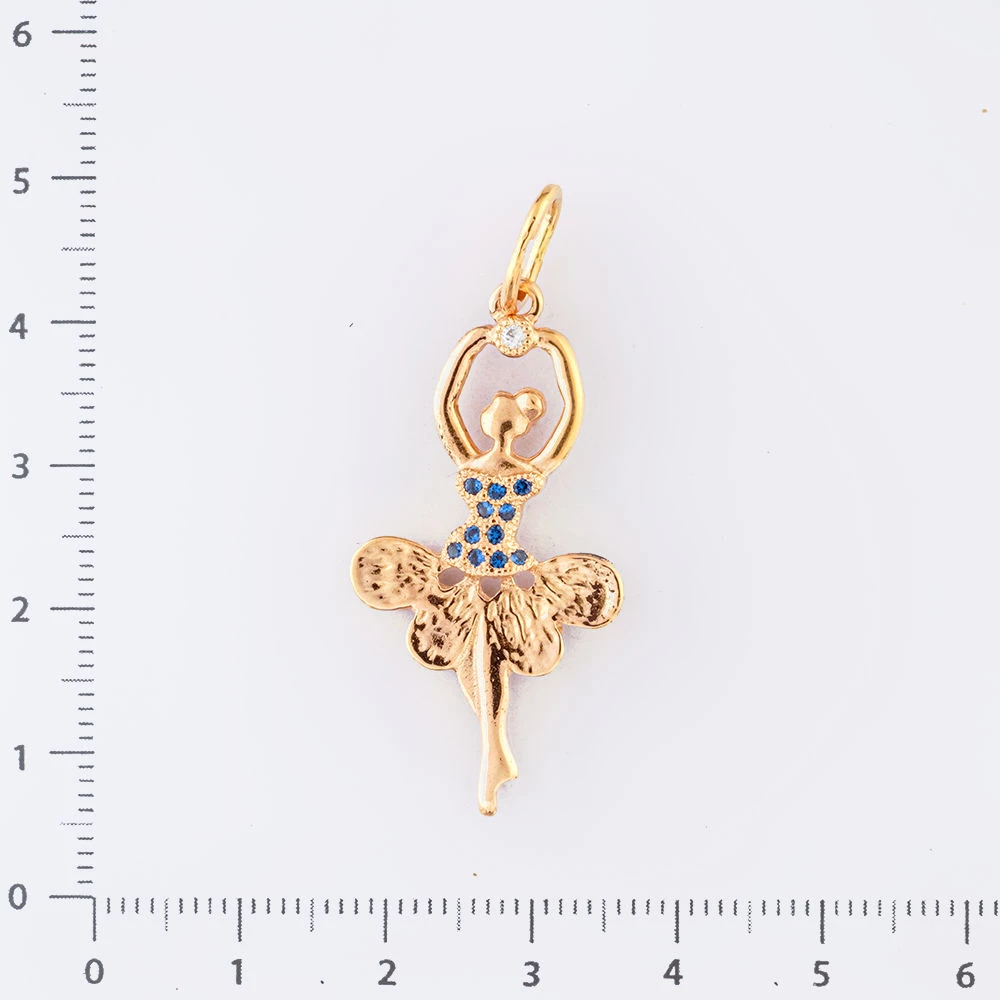 Подвес с фианитом из красного золота 585 пробы