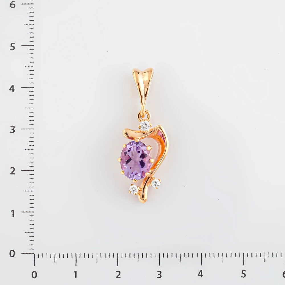 Подвес с аметистом из красного золота 585 пробы