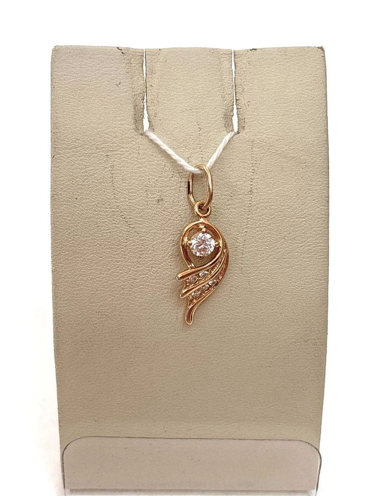 Подвес с фианитом из красного золота 585 пробы