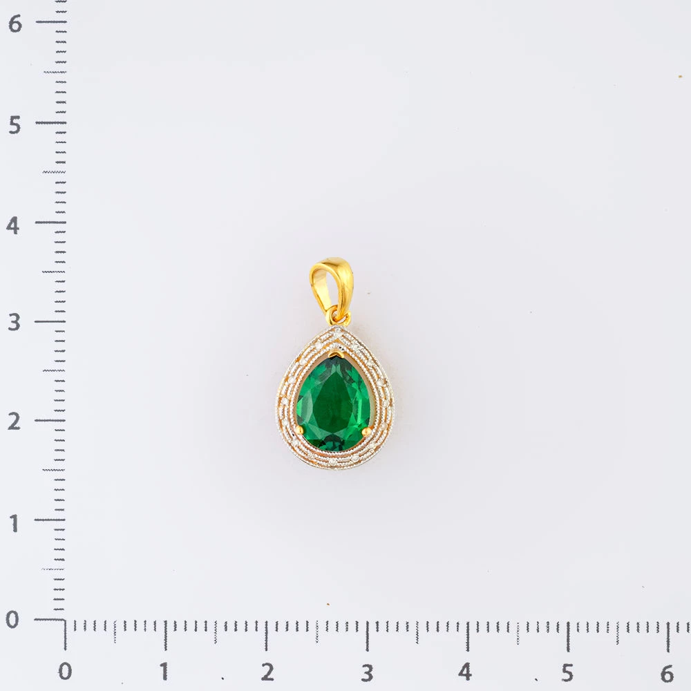 Подвес с изумрудом синтетическим из красного золота 585 пробы