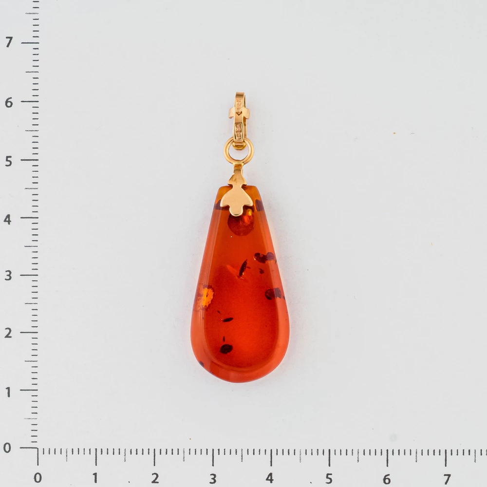 Подвес с янтарем из красного золота 583 пробы