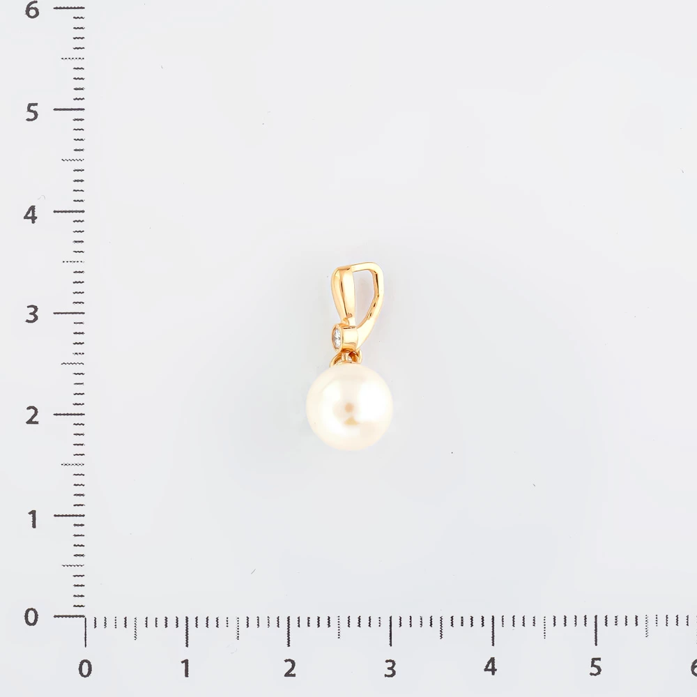 Подвес с культивированным жемчугом из красного золота 585 пробы