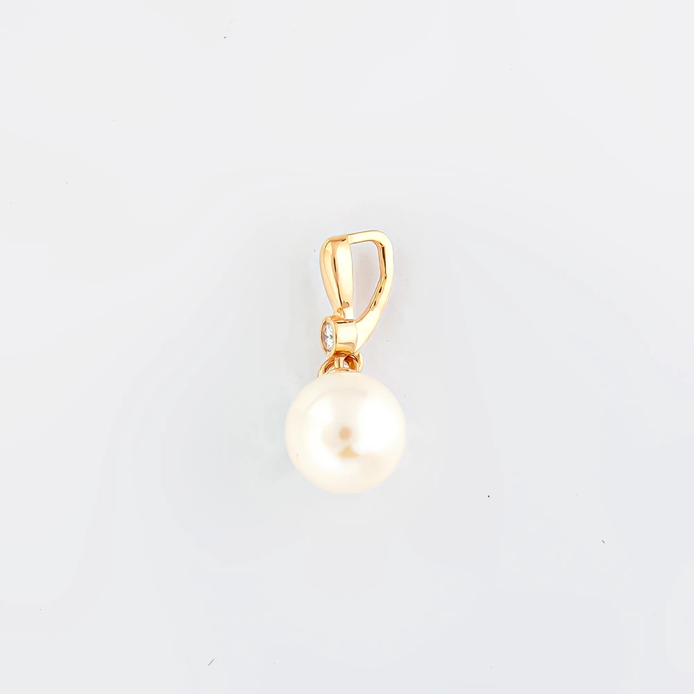 Подвес с культивированным жемчугом из красного золота 585 пробы