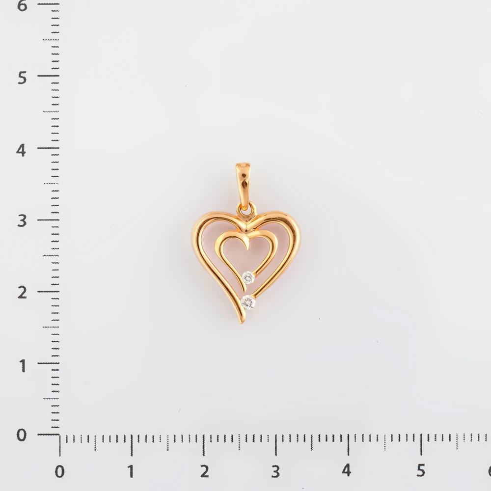 Подвес с бриллиантом из красного золота 585 пробы