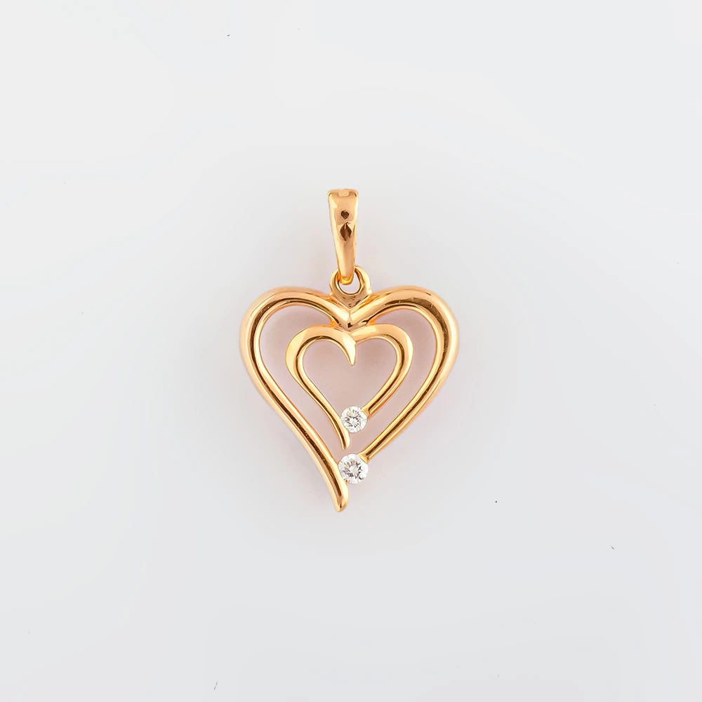 Подвес с бриллиантом из красного золота 585 пробы