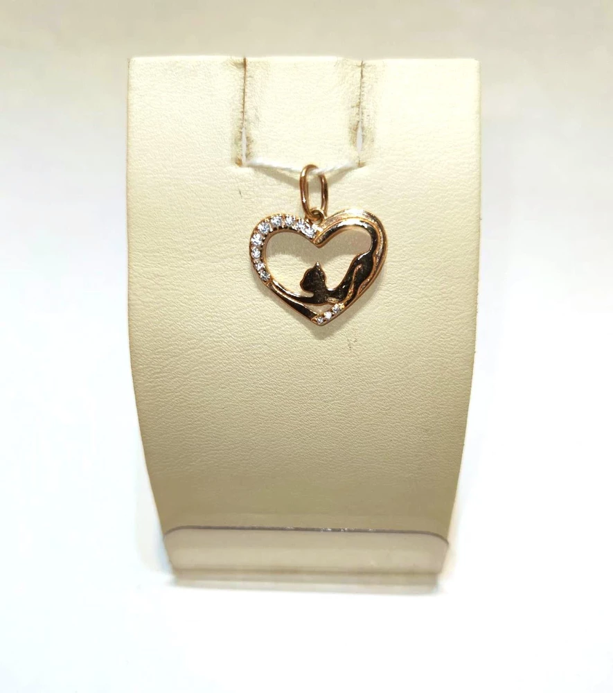 Подвес с фианитом из красного золота 585 пробы