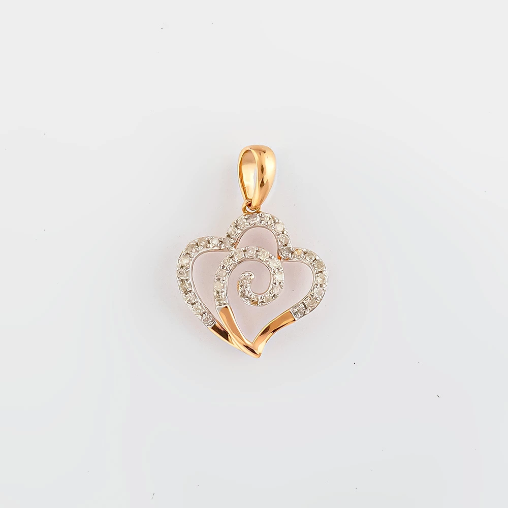 Подвес с бриллиантом из красного золота 585 пробы