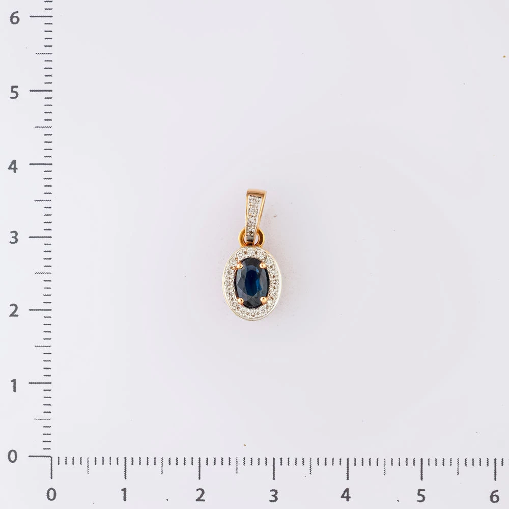 Подвес с сапфиром из красного золота 585 пробы