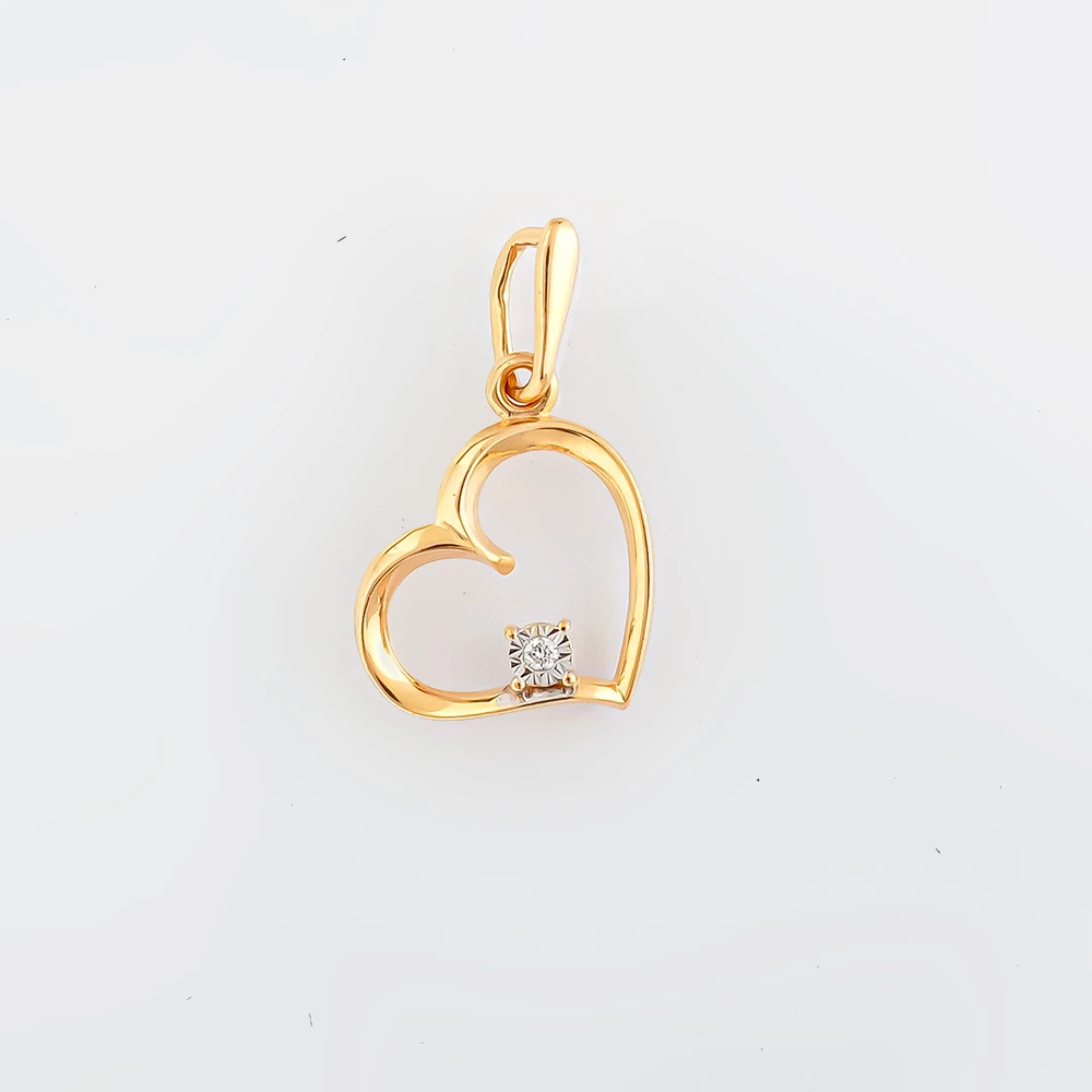 Подвес с бриллиантом из красного золота 585 пробы