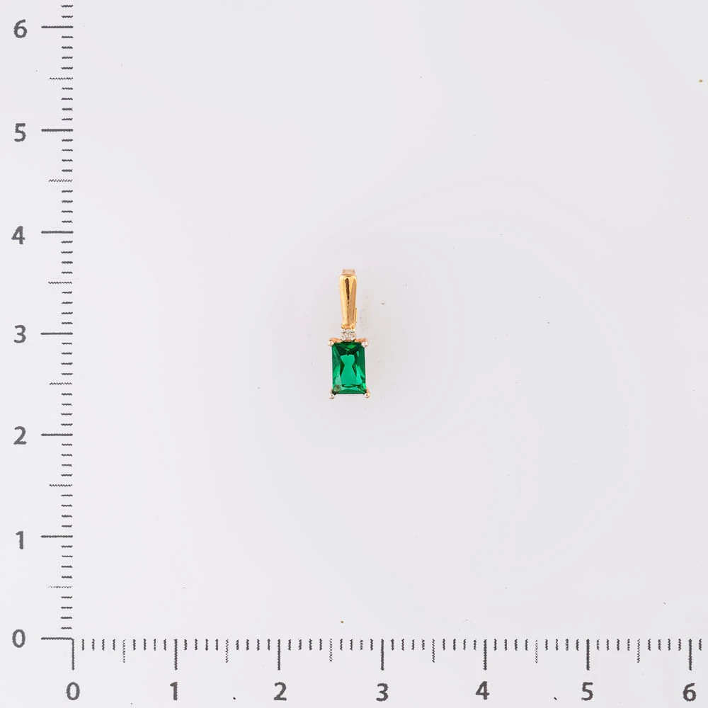 Подвес с изумрудом синтетическим из красного золота 585 пробы
