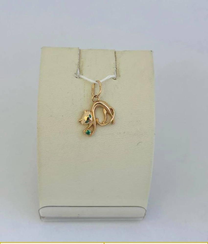 Подвес с фианитом из красного золота 585 пробы