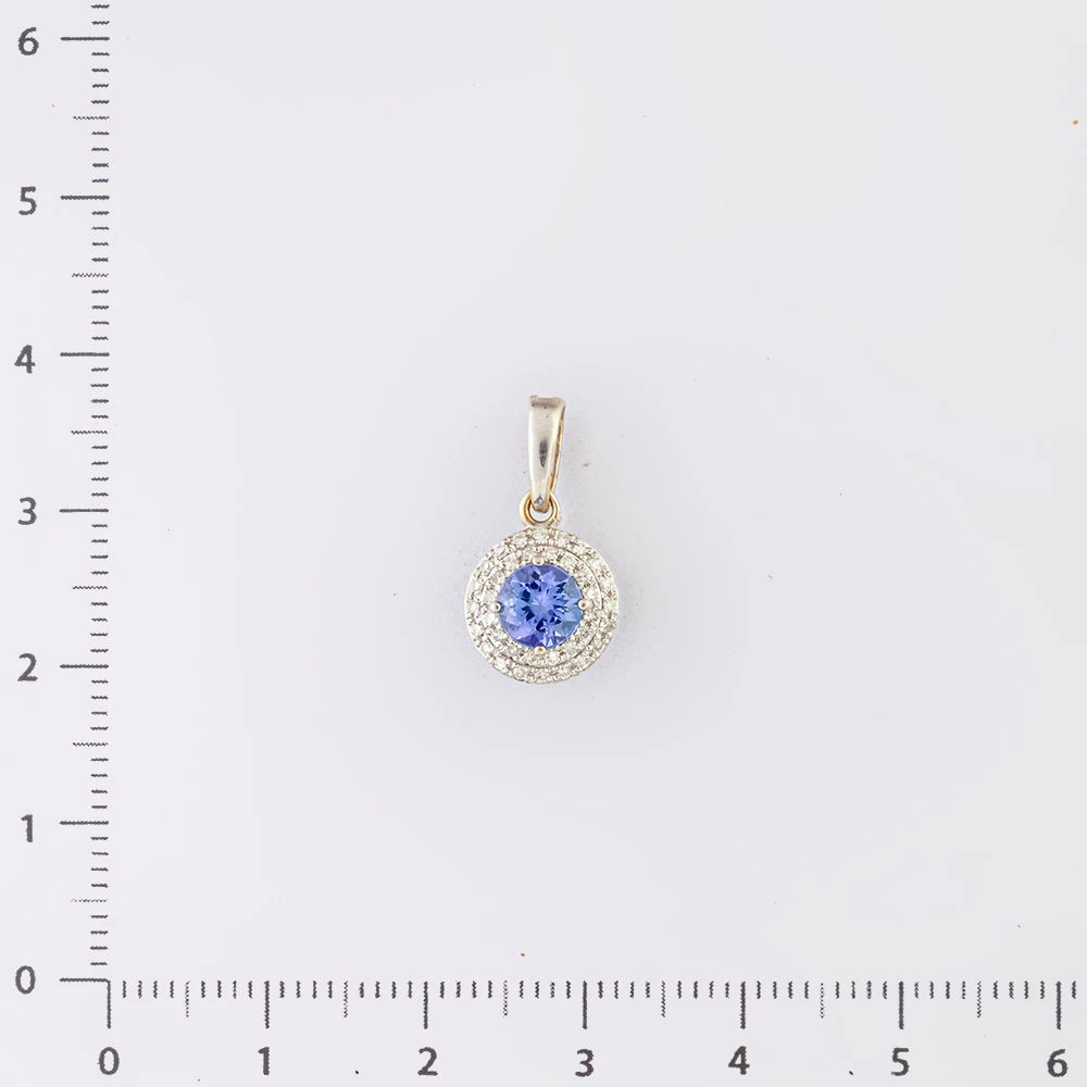 Подвес с танзанитом из белого золота 585 пробы