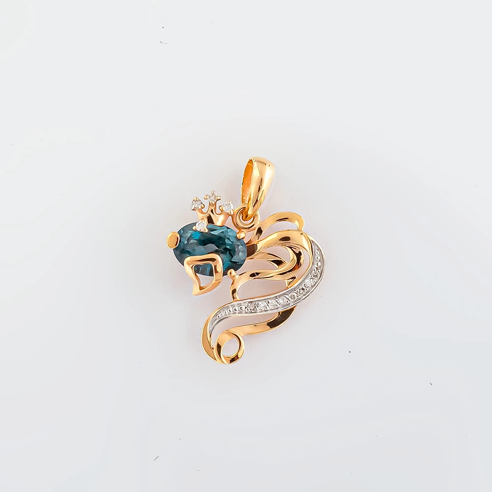 Подвес с топазом лондон из красного золота 585 пробы