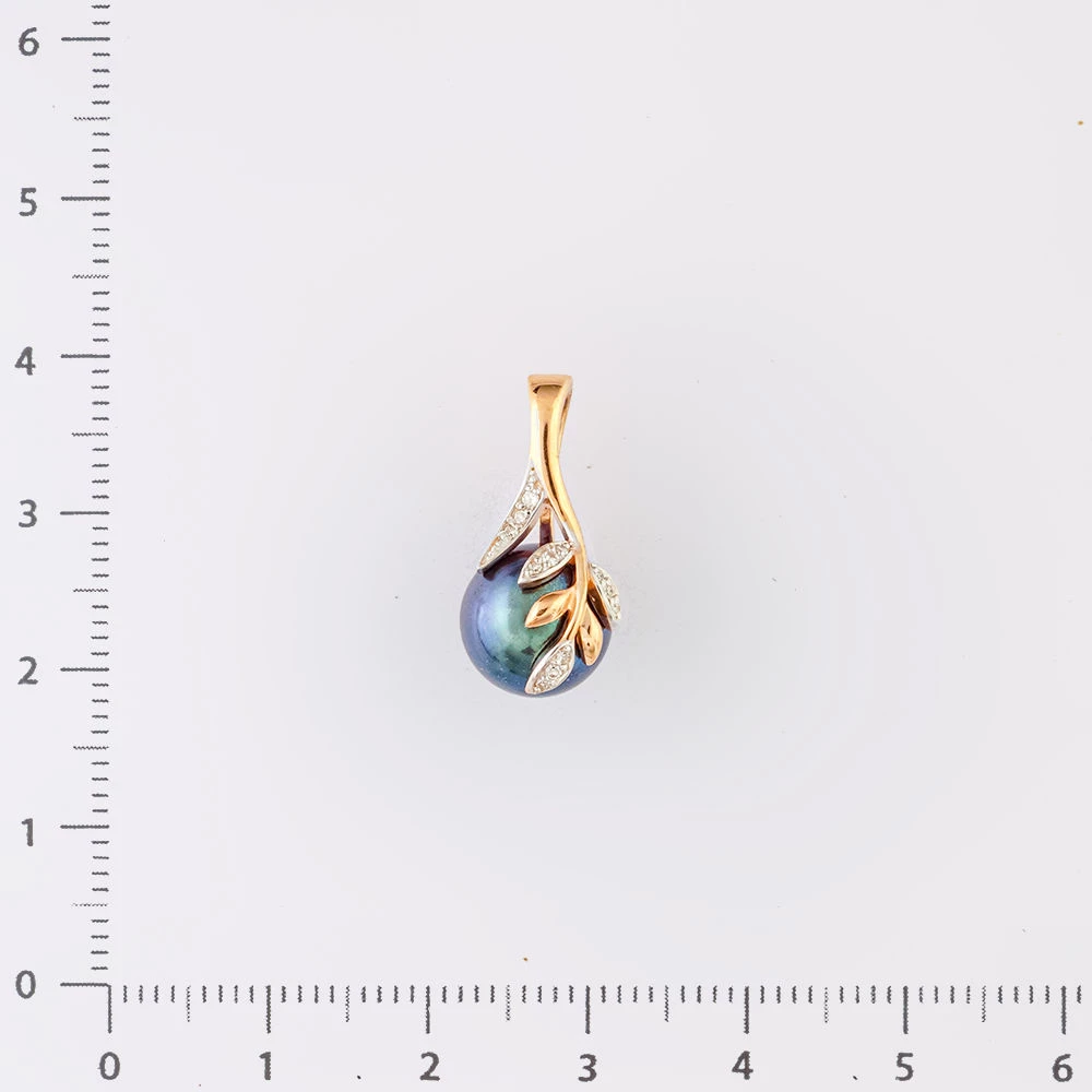 Подвес с культивированным жемчугом из красного золота 585 пробы